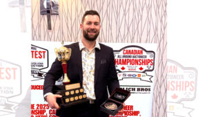 John Mayer Drayton Valley, with trophies and medals, 2025 auctioneer champion